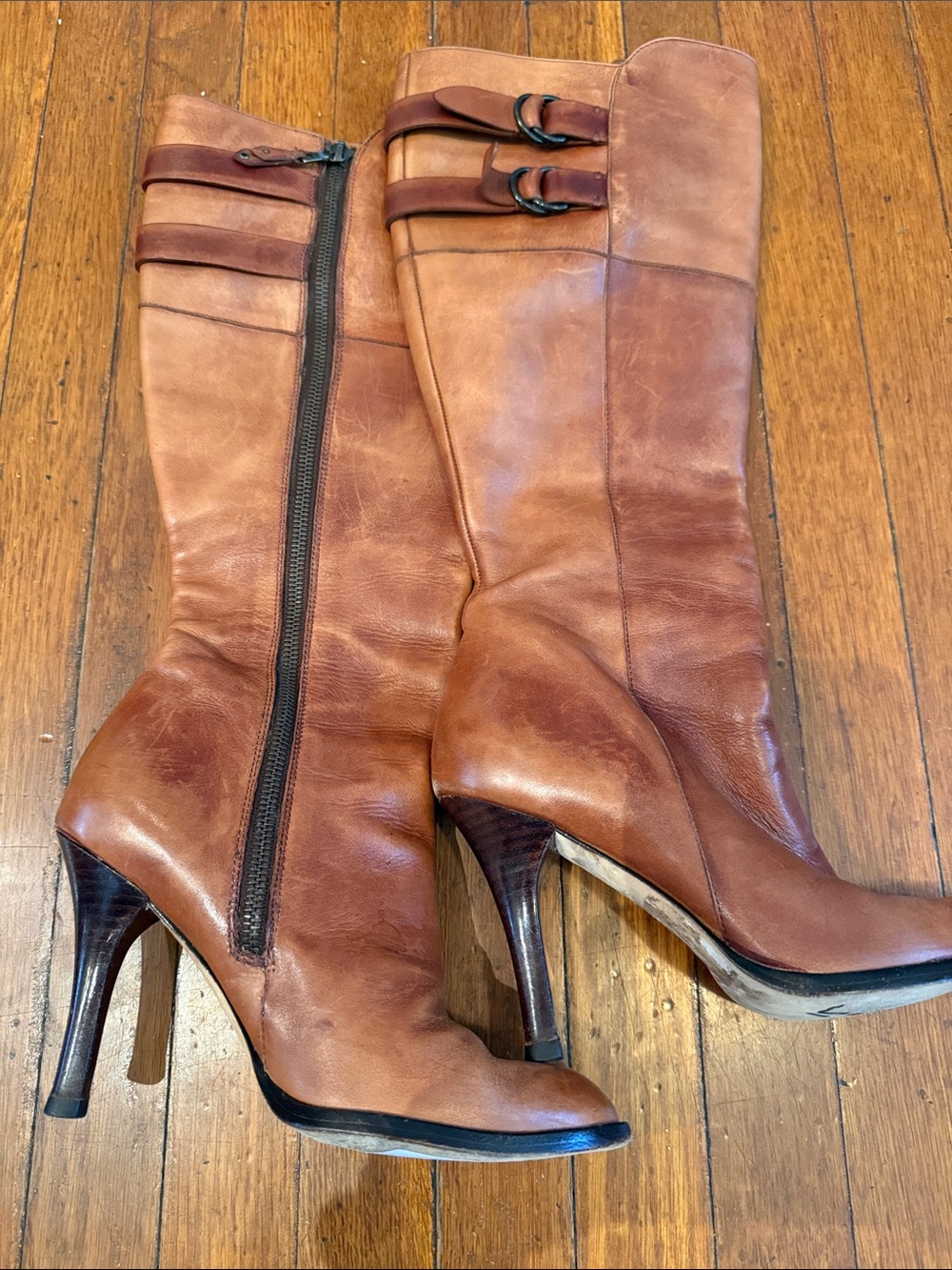Cole Haan Nike Air Women’s Tall Brown Leather High-Heel Boots